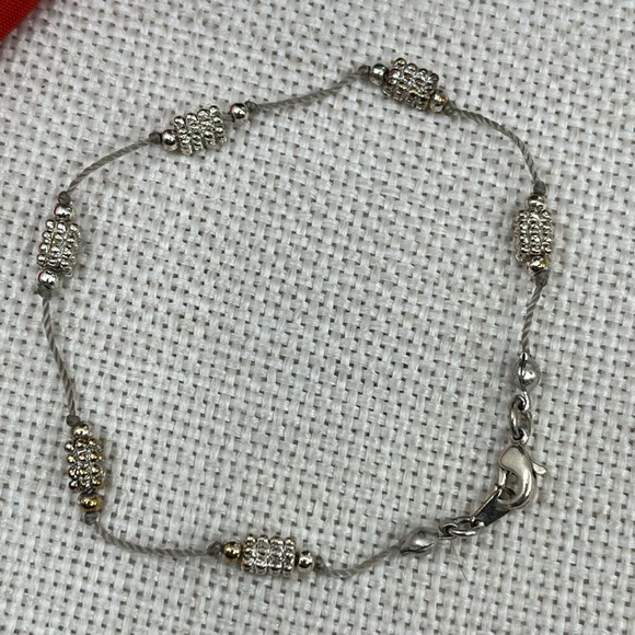 Vintage 1980s-90s Gold & Silver-Tone Beaded Cord Bracelet - Picture 7 of 14